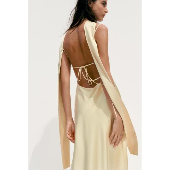 ZARA FOULARD SATIN MAXI DRESS - Picture 6 of 8